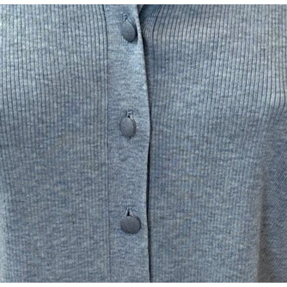 Michael Kors Gray Polo Sweater LARGE Fitted Cardigan Preppy Silk Cotton $300 - Picture 10 of 11